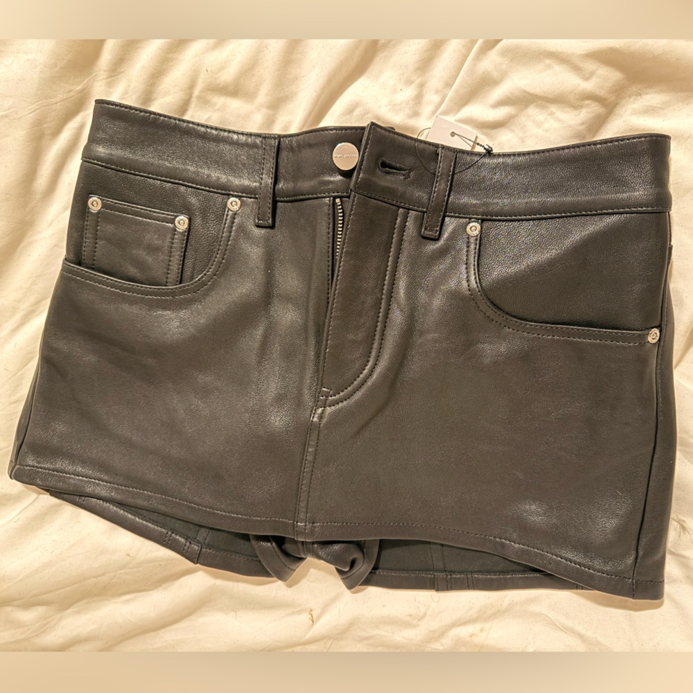 Women's Black Leather Shorts
